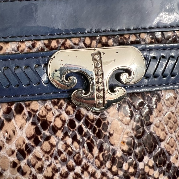 Brighton Renault Python & Blue Patent Leather Purse E837912 Hobo Shoulder Bag - Picture 4 of 14